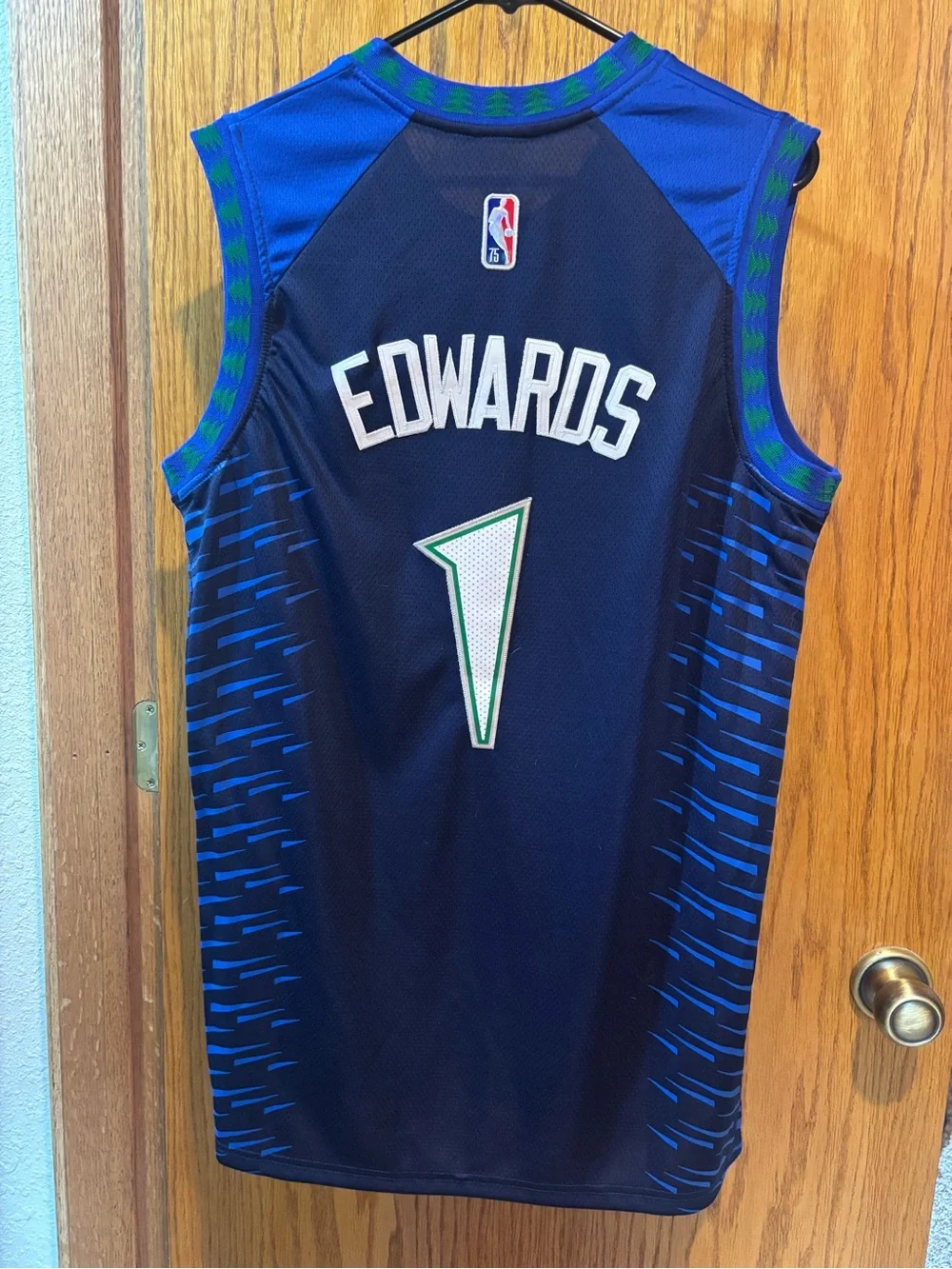 Nike Edward’s Wolves #1 Blue and Green Basketball Jersey